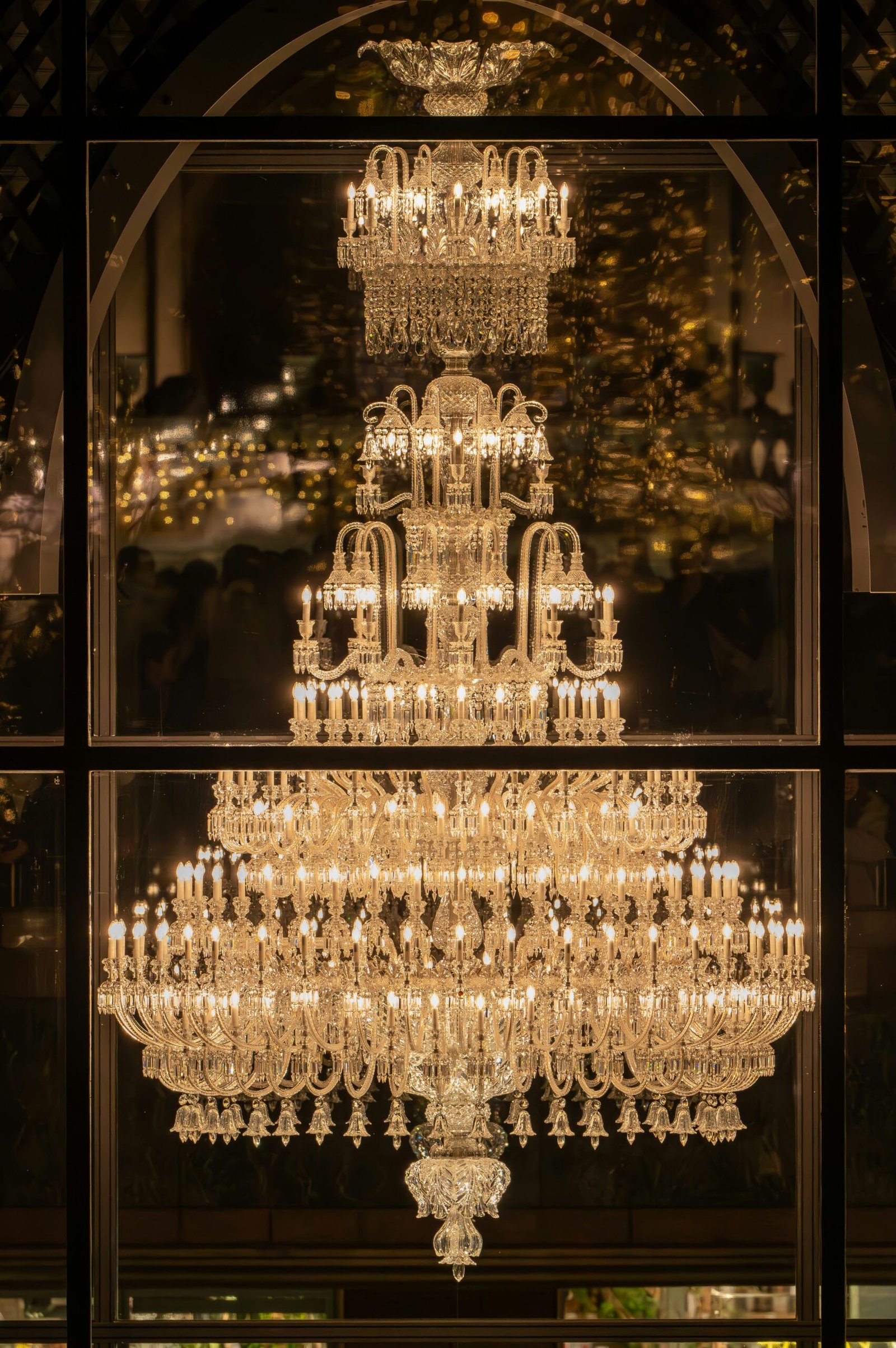 a large chandelier hanging from the ceiling of a building